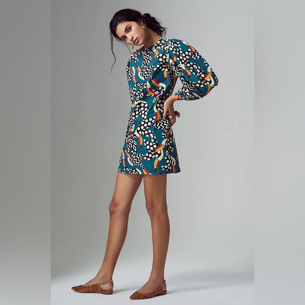 FARM Rio Toucan Print Mini Dress - M | Vibrant & Bold Statement Look